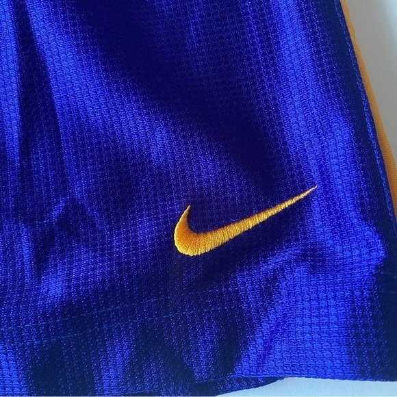 Nike Basketball Long Shorts Men's size Small drawstring pockets blue gold Gym - Picture 6 of 10